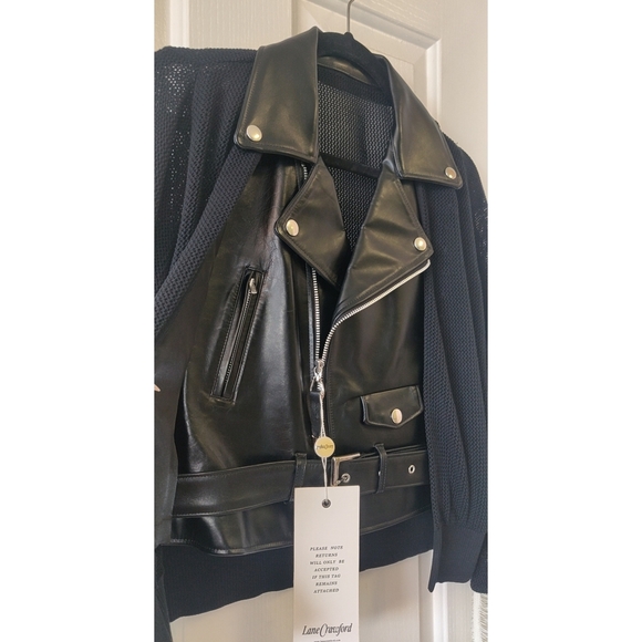 Lane Crawford Toga Crochet Cuff Cardigan Leather J - Picture 2 of 14